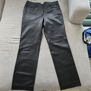 Giorgio Armani Collection 100% Brown Leather Pants Sz 10 (unhemmed)